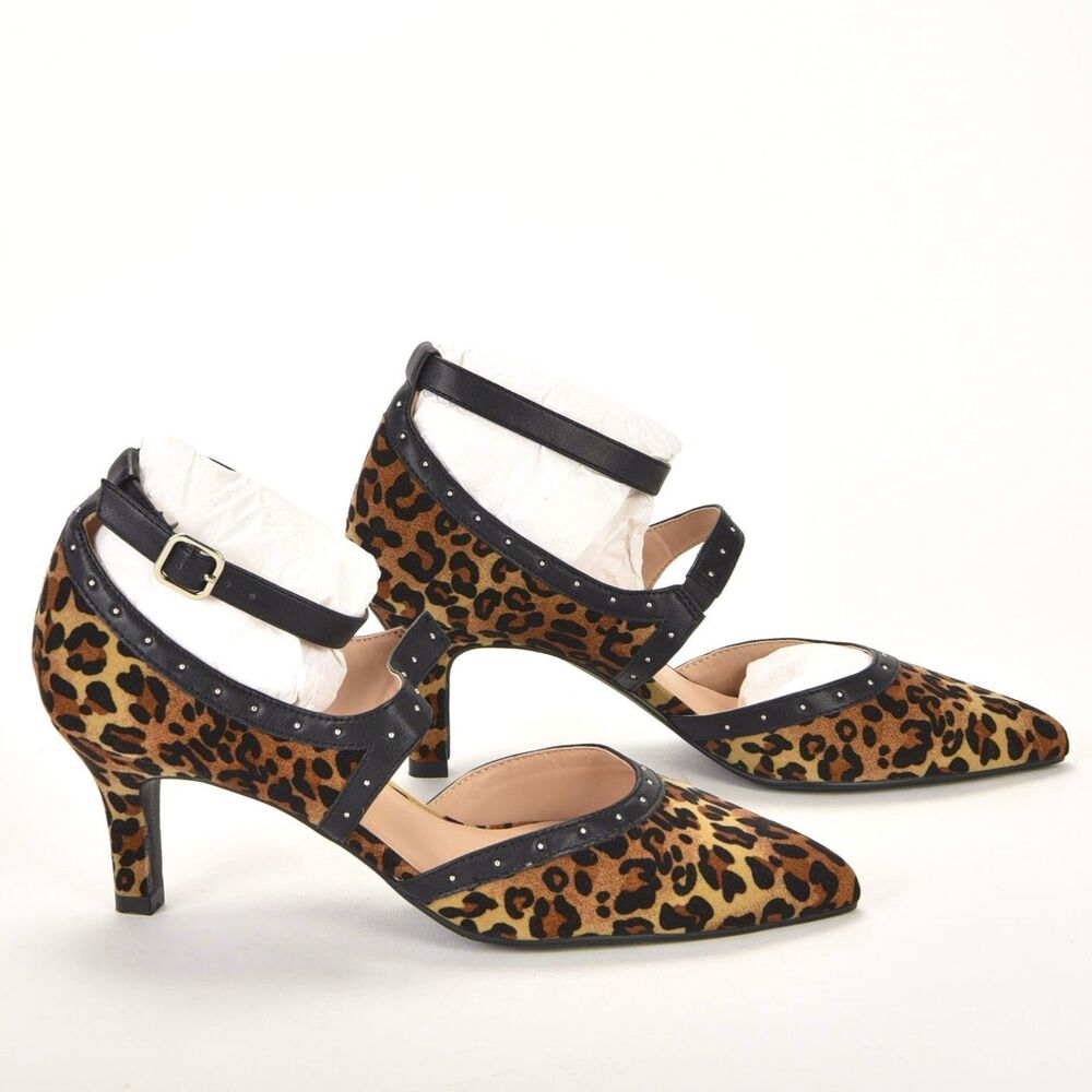 Array Leopard Print Leather Fabric Criss Cross He… - image 5